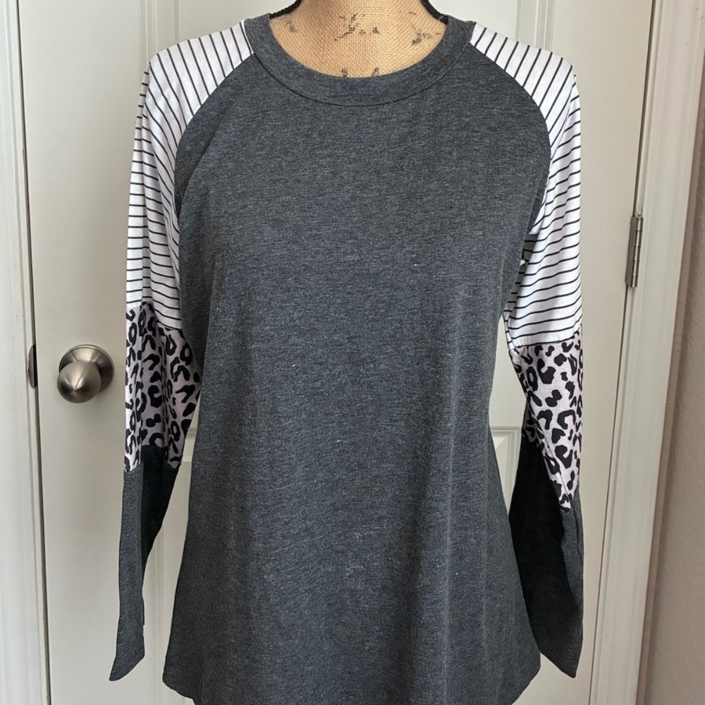 Women's Leopard Print Patchwork Top